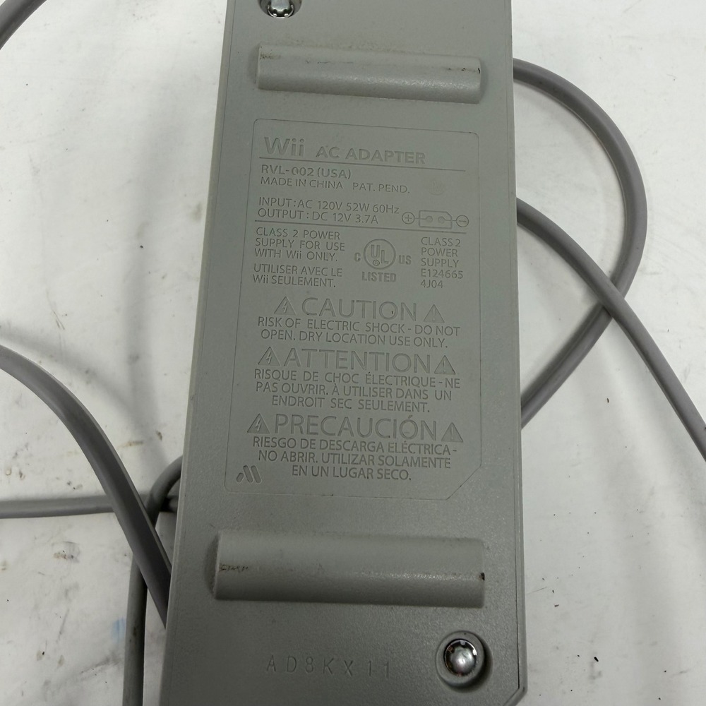 Nintendo Wii AC Adapter RVL-002 Genuine OEM Power Supply Cord Gray 12V 3.7A